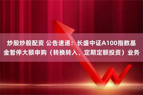 炒股炒股配资 公告速递：长盛中证A100指数基金暂停大额申购（转换转入、定期定额投资）业务